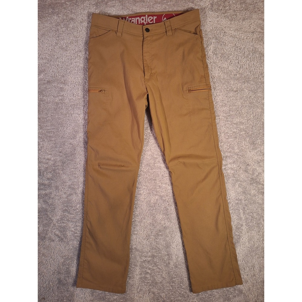 Wrangler All Terrain Go Cargo Pants Mens 34x32 Tan Khaki Pockets Outdoor Utility